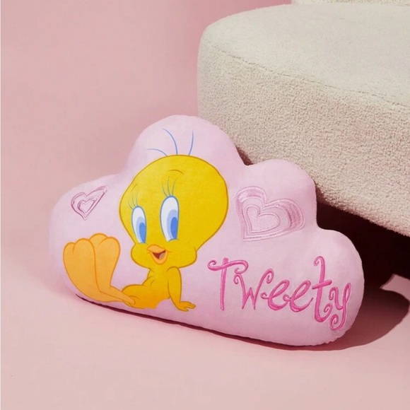 LOONEY TUNES X Cartoon And Letter Embroidery Cloud Shaped Pillow - Picture 1 of 4